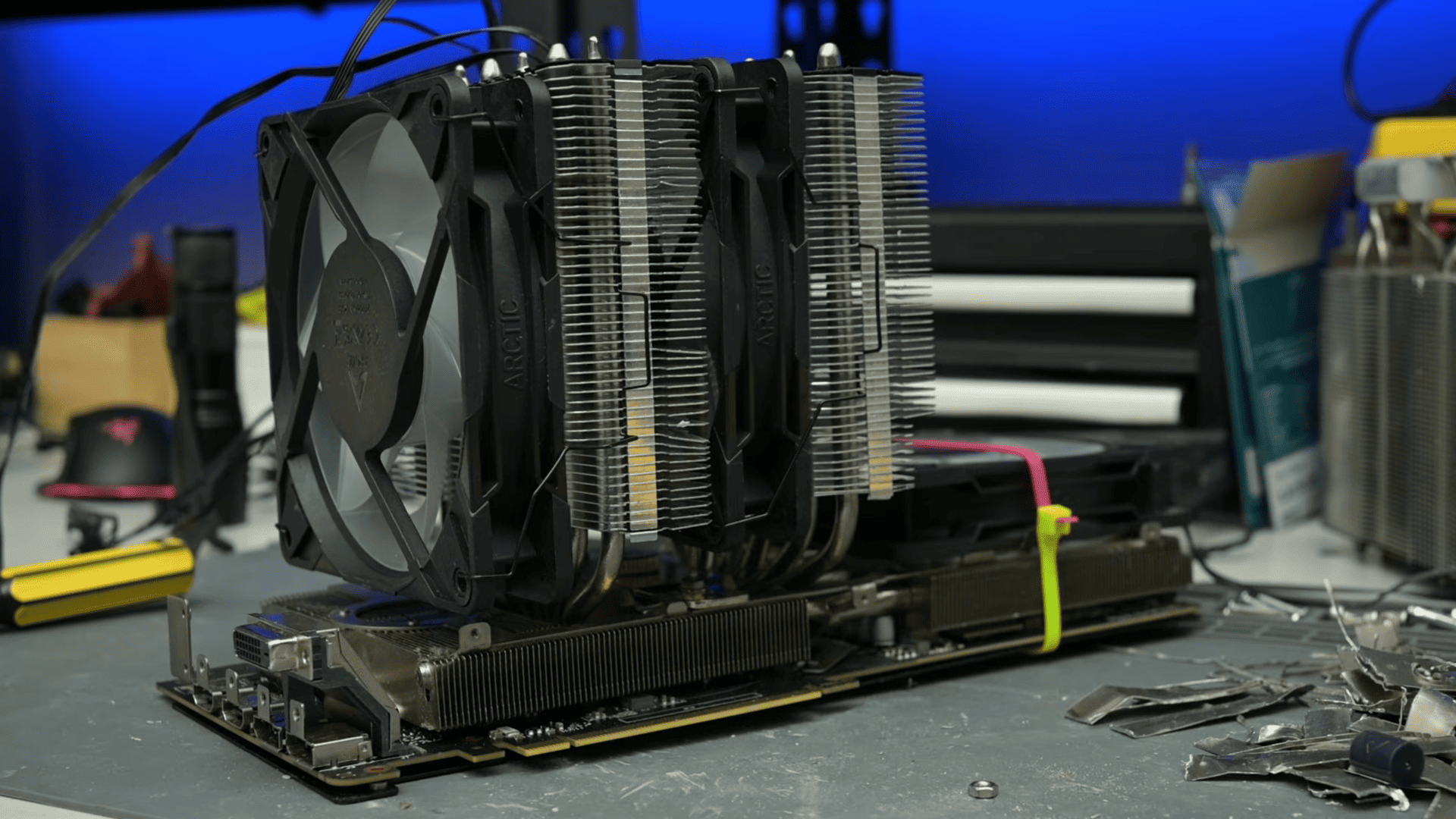 Bolting-on a CPU cooler on a GTX 1080 Ti
