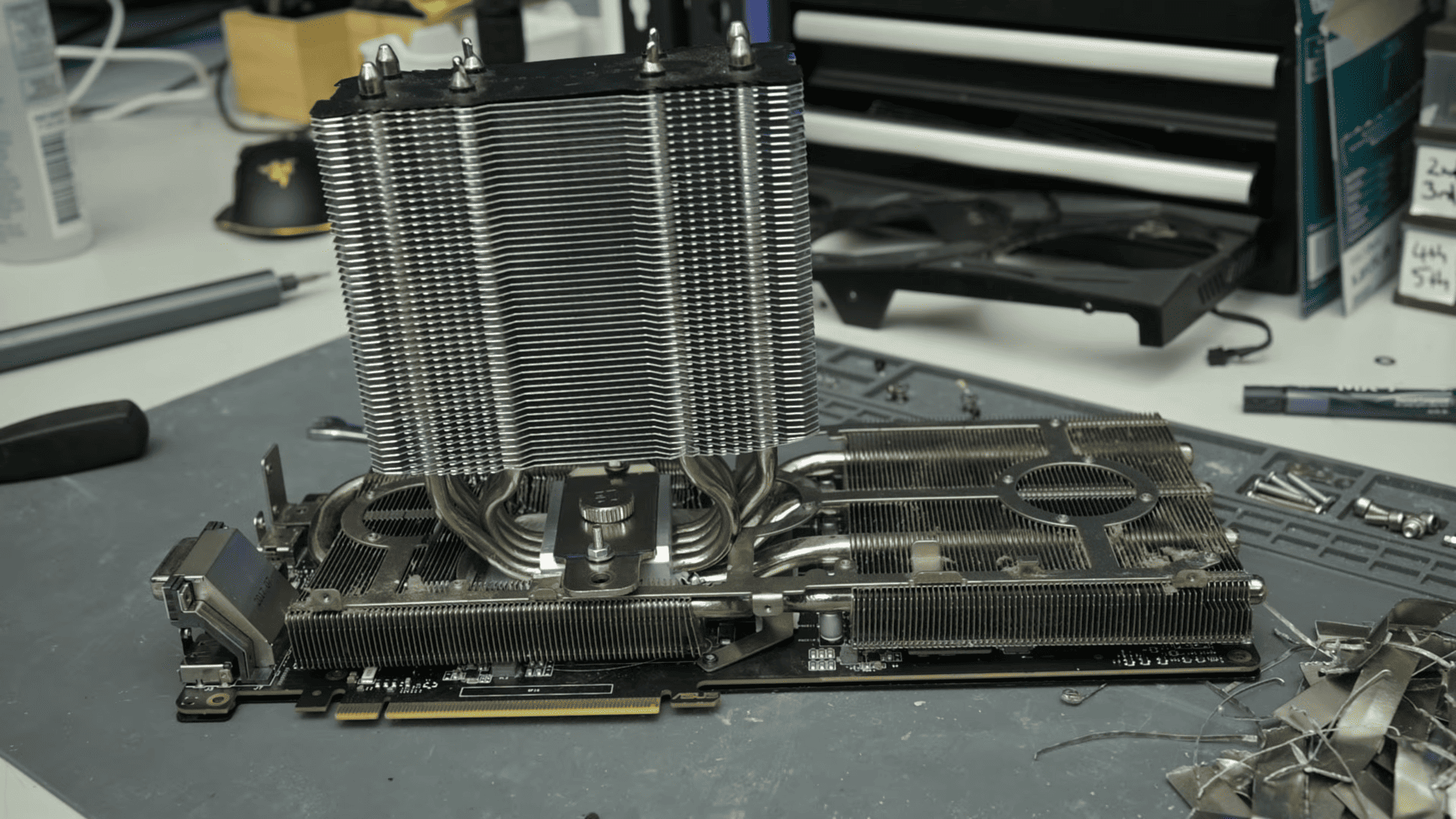 Bolting-on a CPU cooler on a GTX 1080 Ti